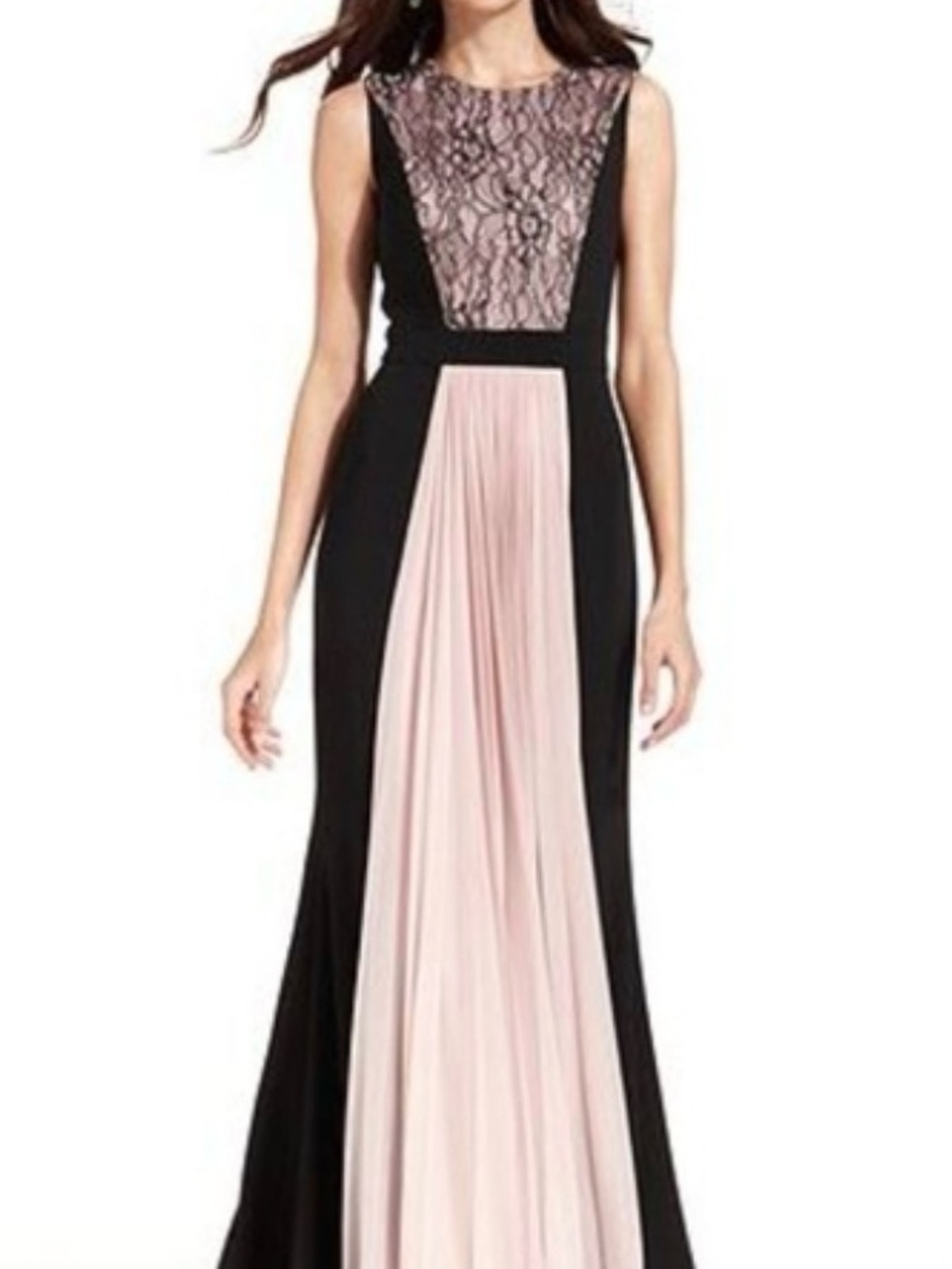 JS Collections Black and Blush Lace Panel Maxi Dress